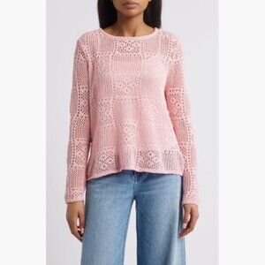 BeachLunchLounge Tiara Crochet Look Sweater Petal Pink Size M